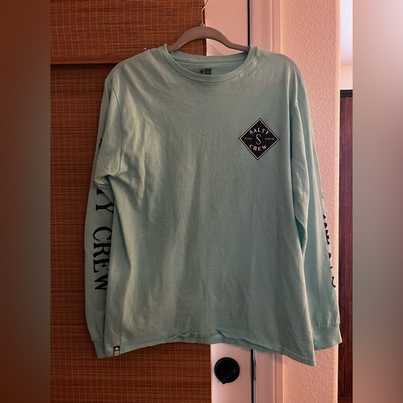 Salty Crew Men’s Logo Long Sleeve, Sz M, Teal Blue - Picture 1 of 5